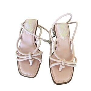 Sam Edelman Dia Strappy Leather Thong Sandals Sz 5 Kitten Heels Mauve Pink